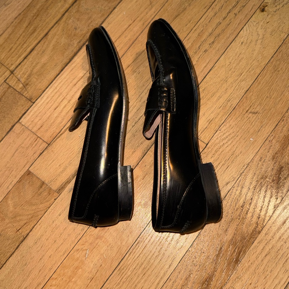 J. Crew Academy Italian Leather Classic Penny Loafers Slip-On Black J8501 - Picture 5 of 6